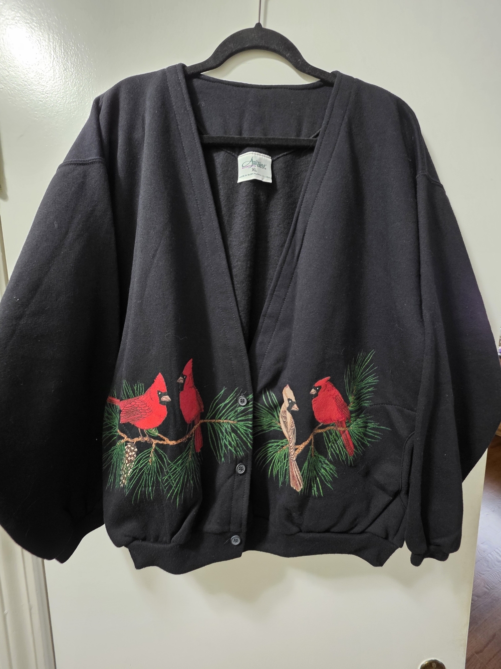 Vintage Cardinal Button-Up Sweater